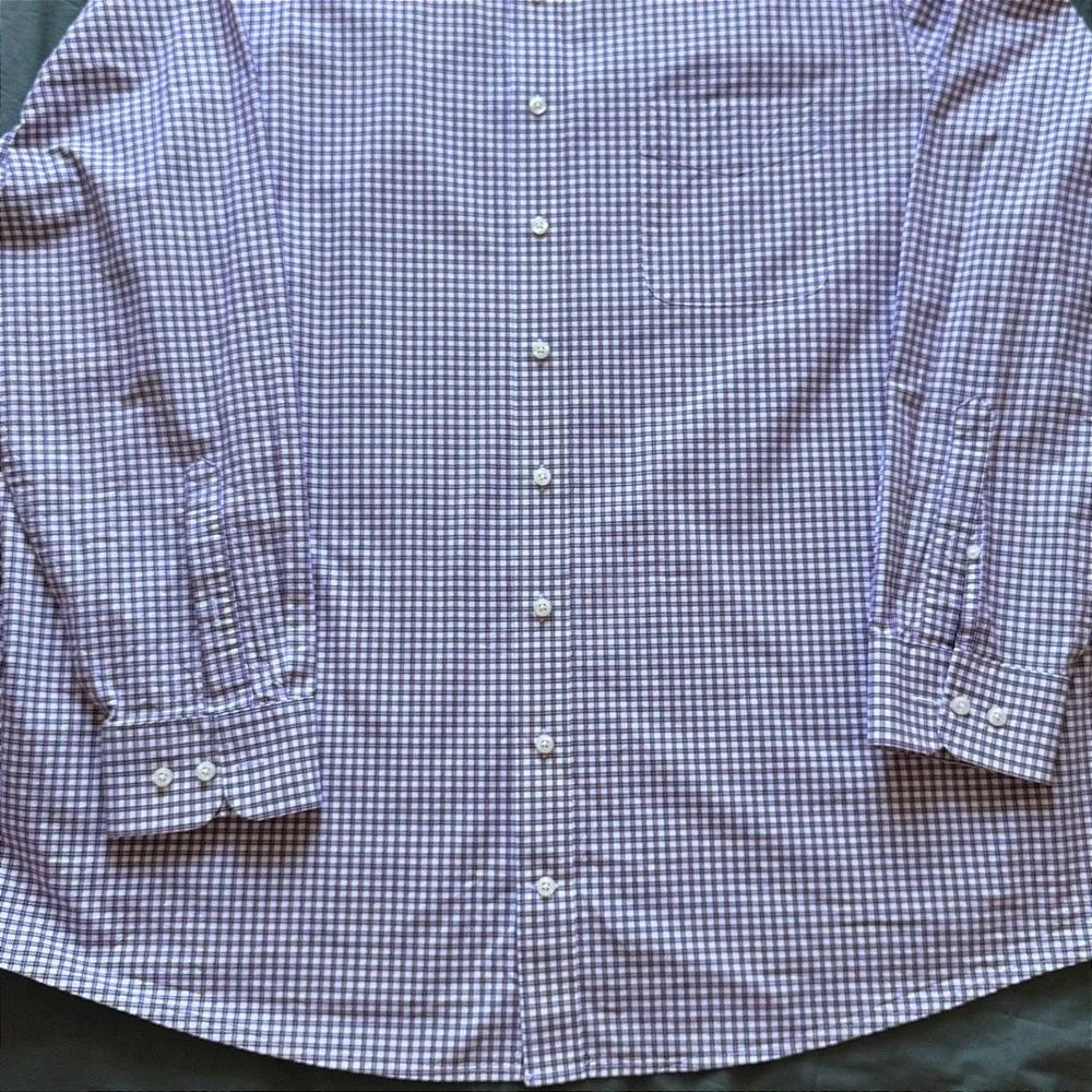 Oak Hill‎ Mens 2XLT Purple Gingham Plaid Button Down Shirt Wrinkle Free Cool Dry